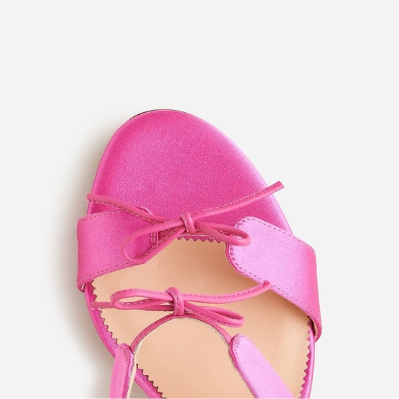 J CREW COLLECTION ITALIAN SATIN LACE UP GLITTER HEELS PINK NIB SZ 8 - Picture 3 of 3